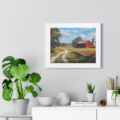 Rustic Red Barn Landscape - Framed Print
