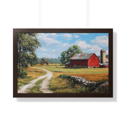 Rustic Red Barn Landscape - Framed Print