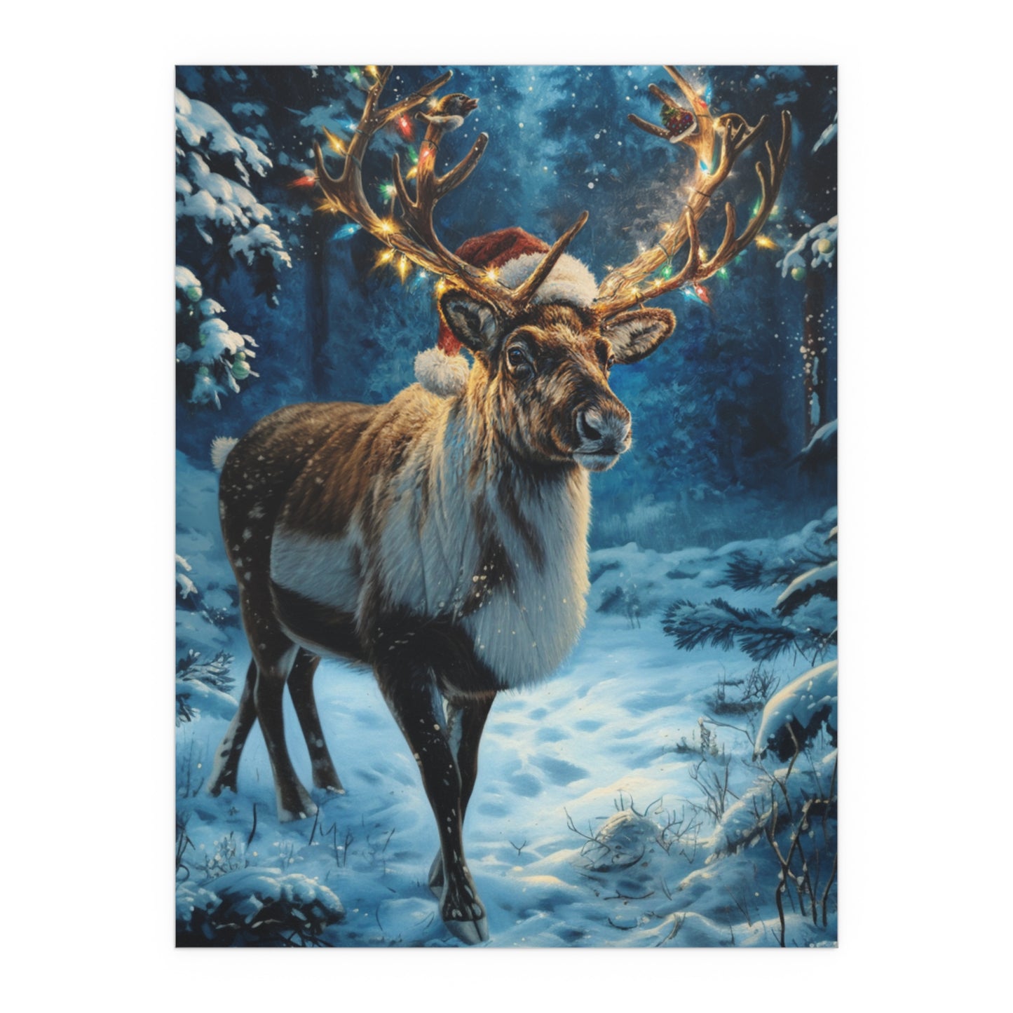 Whimsical Reindeer Silk Paper Print — Indoor/Outdoor Holiday Wall Art