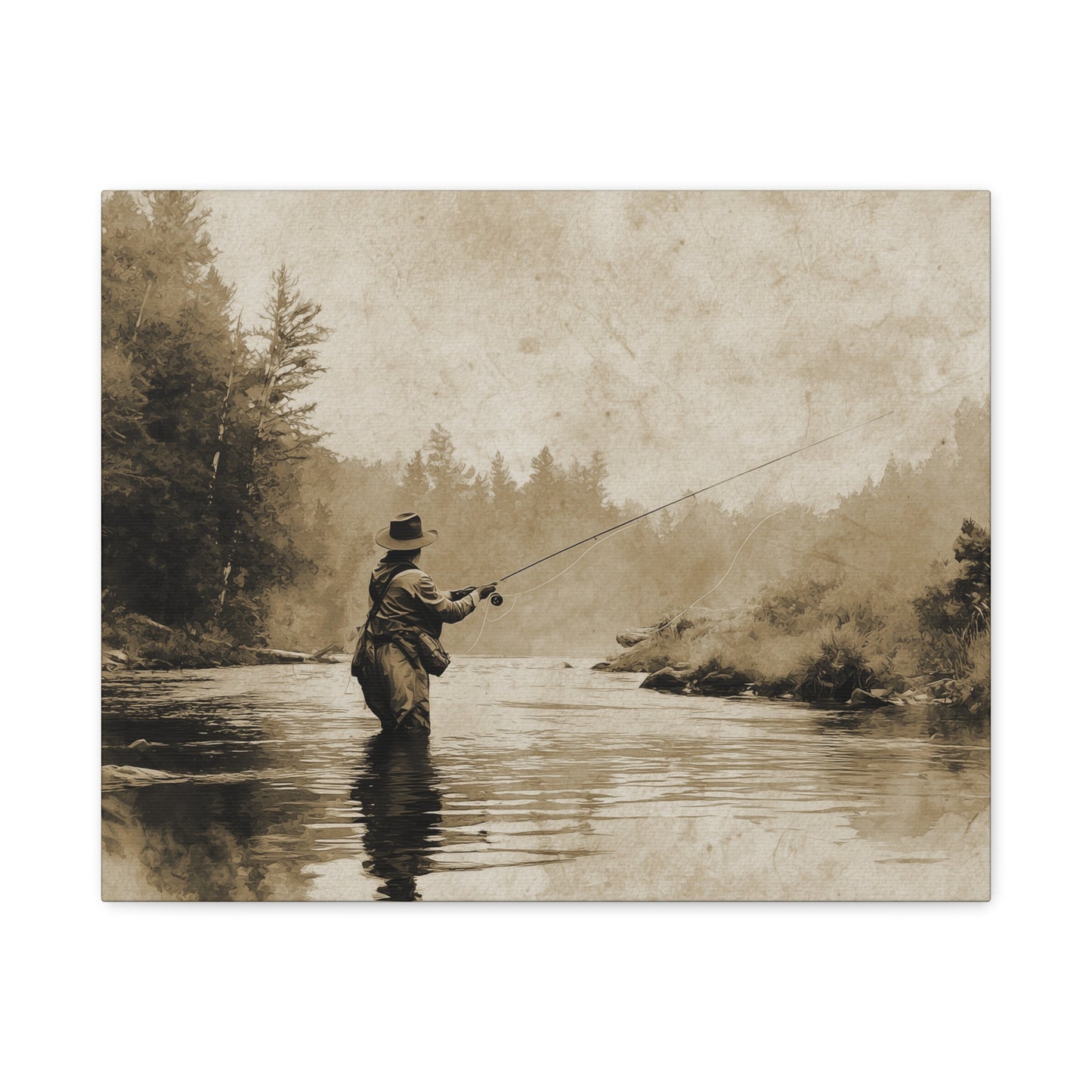 Vintage Fly Fishing Canvas Art