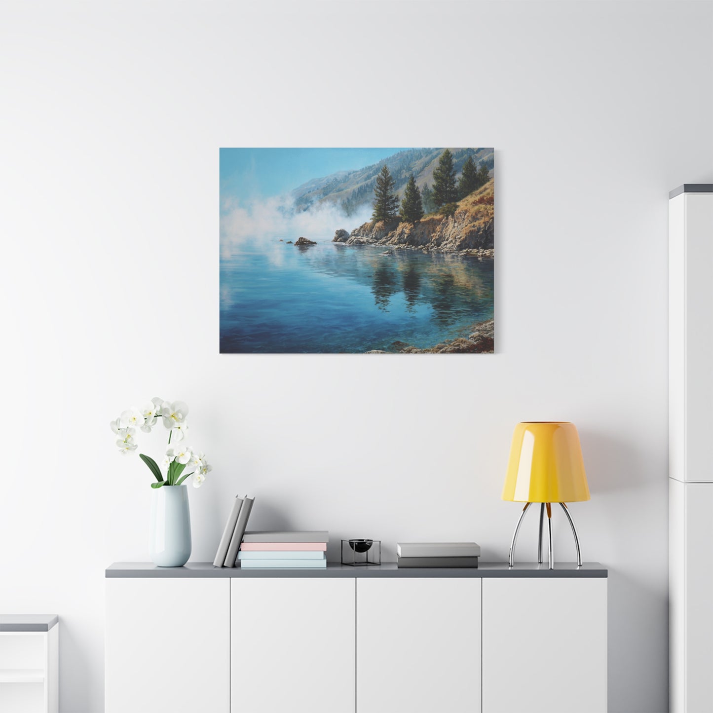 Coastal Mist Canvas Print — Tranquil Seaside Landscape Wall Art