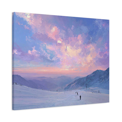 Canvas Art - Skiing Last Run of the Day Landscape