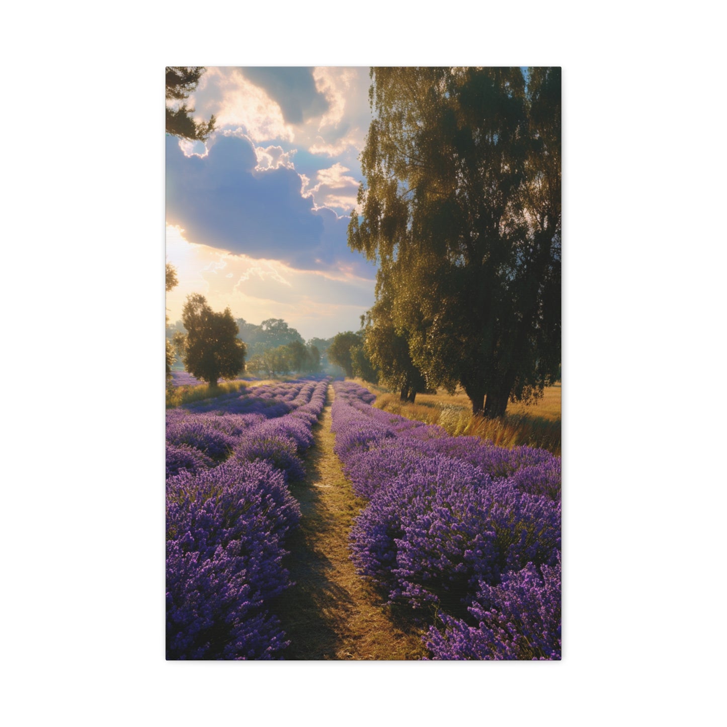 Lavender Field Vertical Canvas Print — Serene Floral Landscape Wall Art