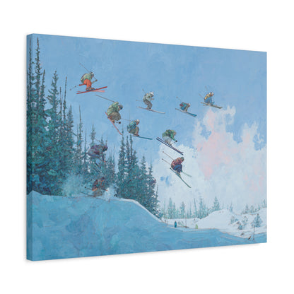 Canvas Print, Skiers Delight Jump Sequence Matte Wall Art, Skiers Gift, Skiing Decor, Winter Sports Poster, Ski Lodge Decoration
