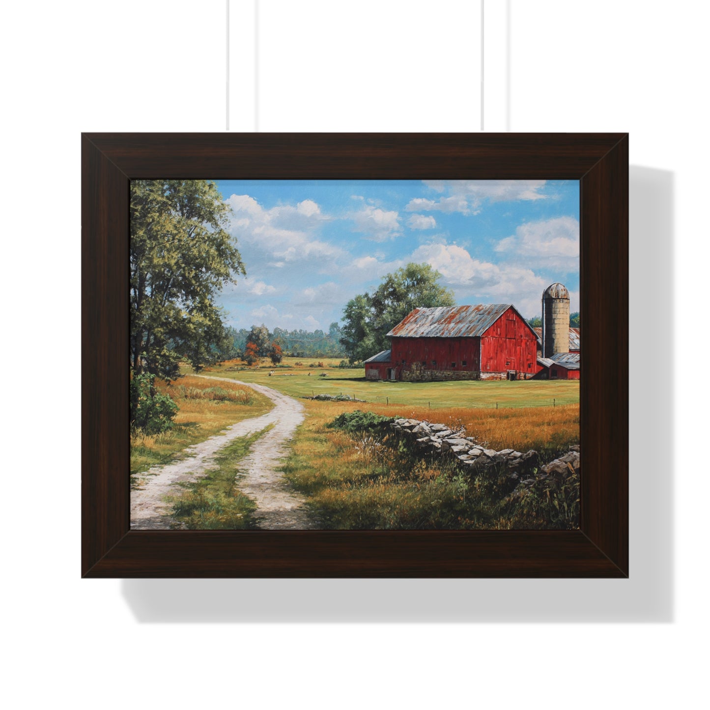 Rustic Red Barn Landscape - Framed Print