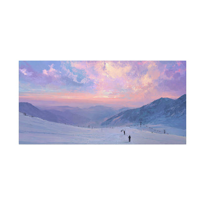 Canvas Art - Skiing Last Run of the Day Landscape