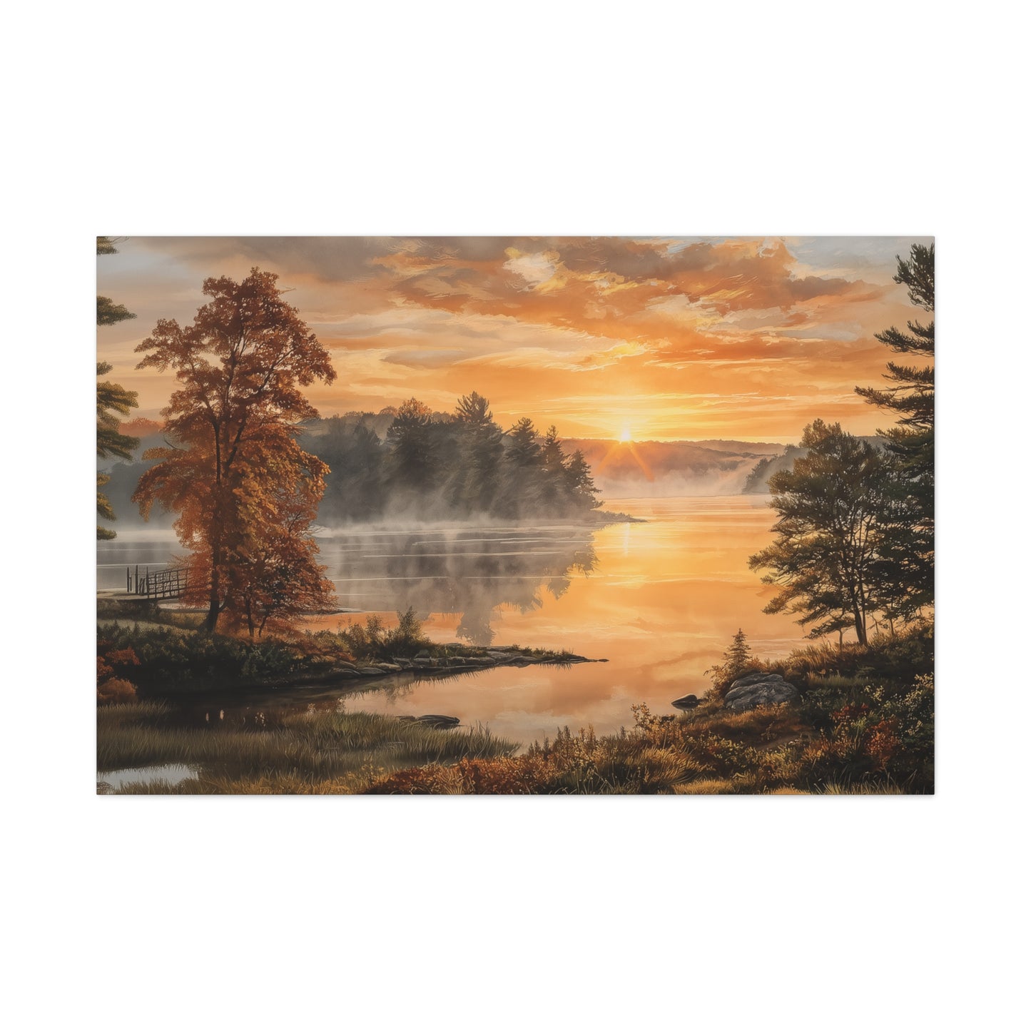Autumn Sunrise Lake Canvas Print
