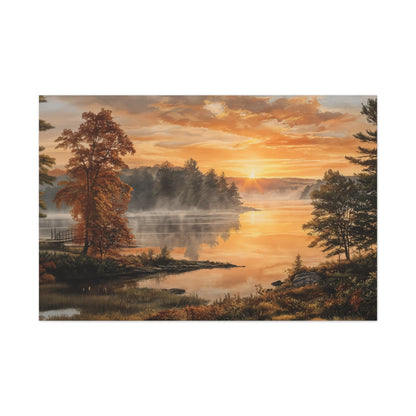 Autumn Sunrise Lake Canvas Print