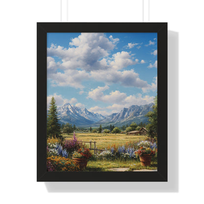 Mountain Meadow Landscape Vertical Print — Framed Wall Art