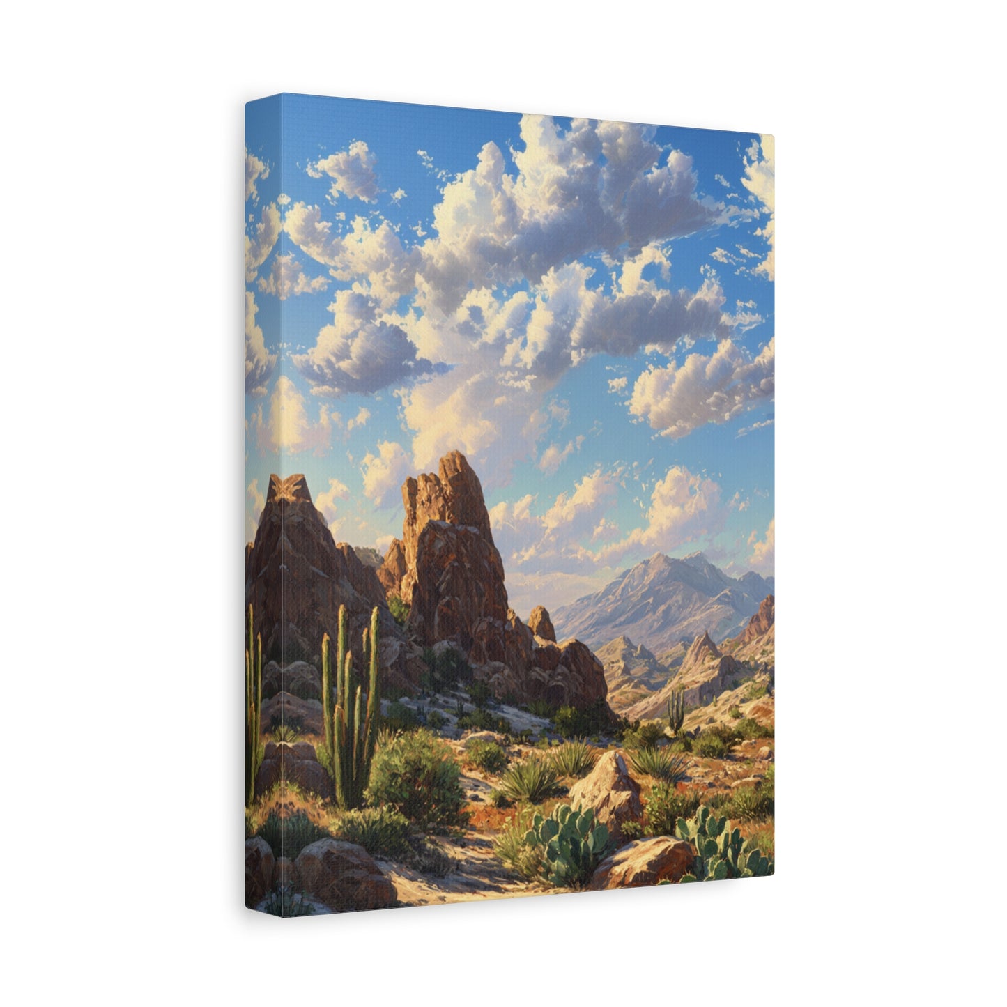 Desert Sunrise Landscape Vertical Canvas Print — Serene Southwest Wall Art