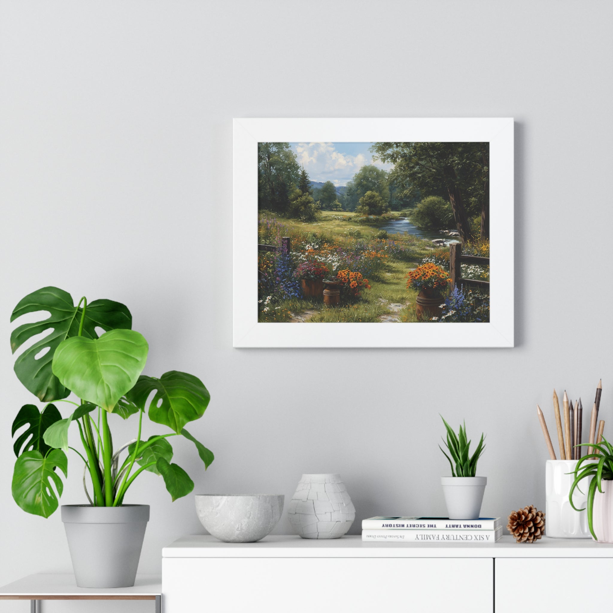 Country Meadow Framed Poster - Serene Landscape Wall Art – Paint