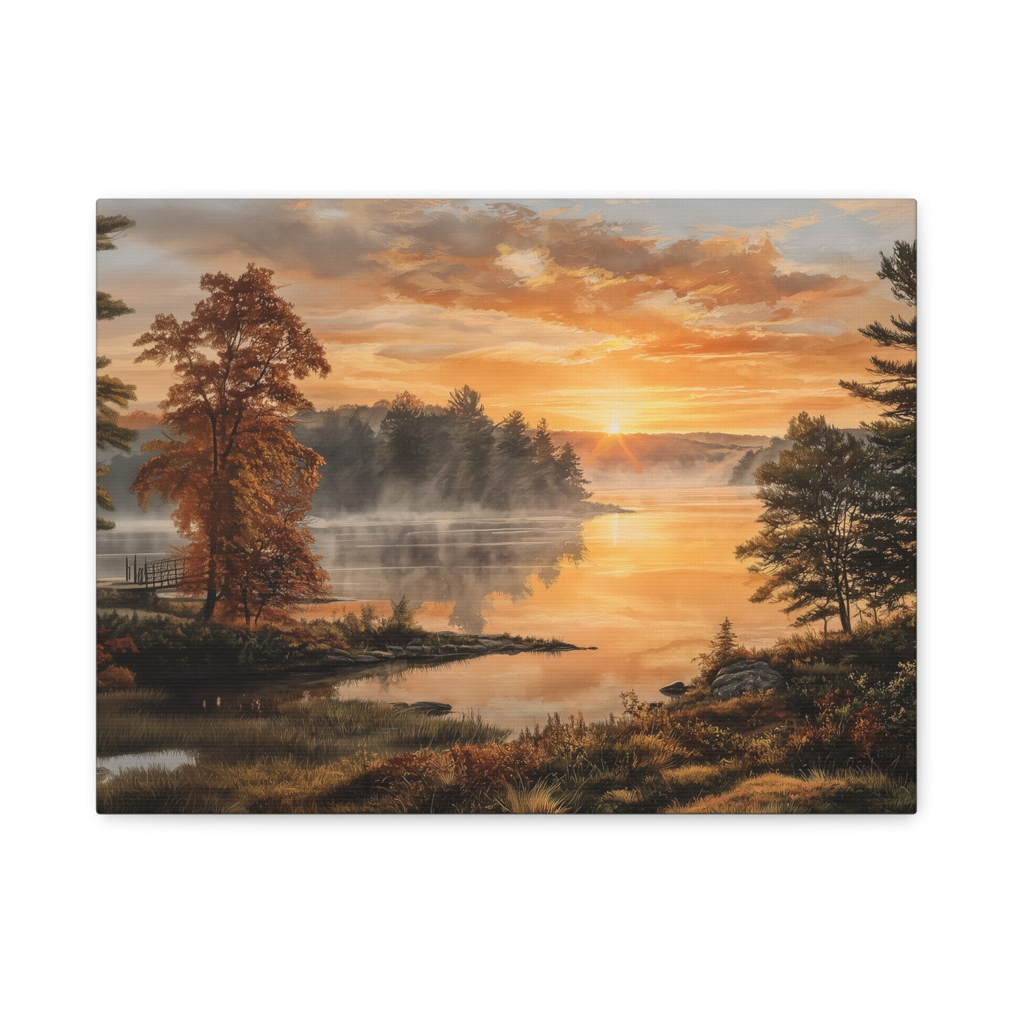 Autumn Sunrise Lake Canvas Print