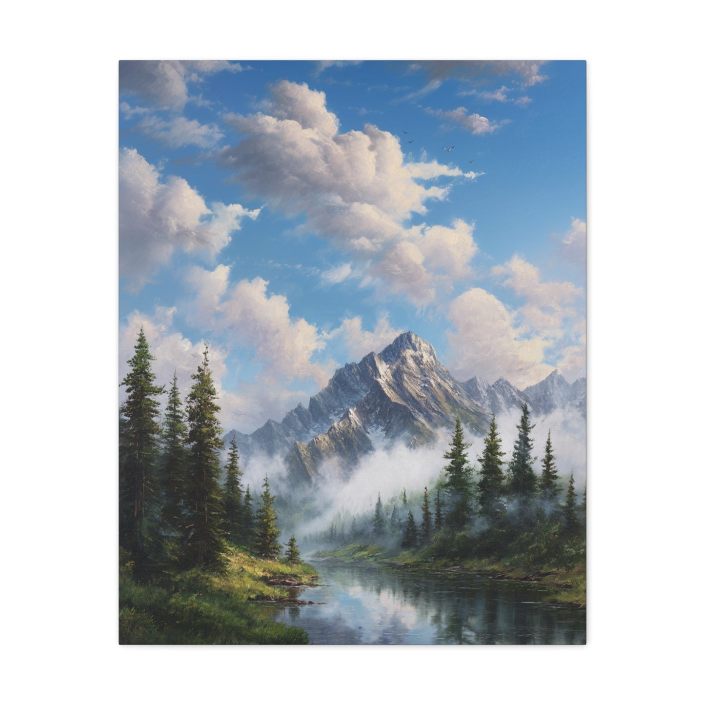 Mountain Lake Canvas Print — Serene Alpine Landscape Wall Art