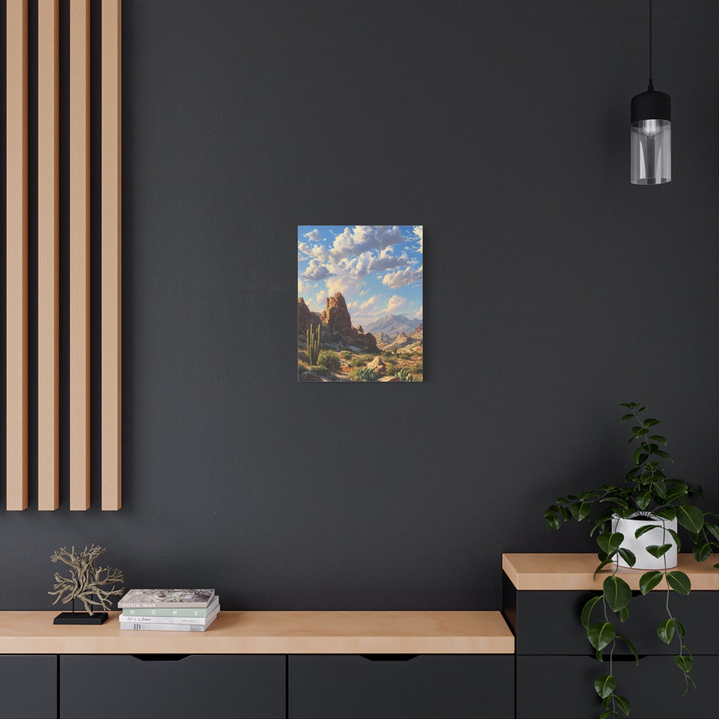 Desert Sunrise Landscape Vertical Canvas Print — Serene Southwest Wall Art