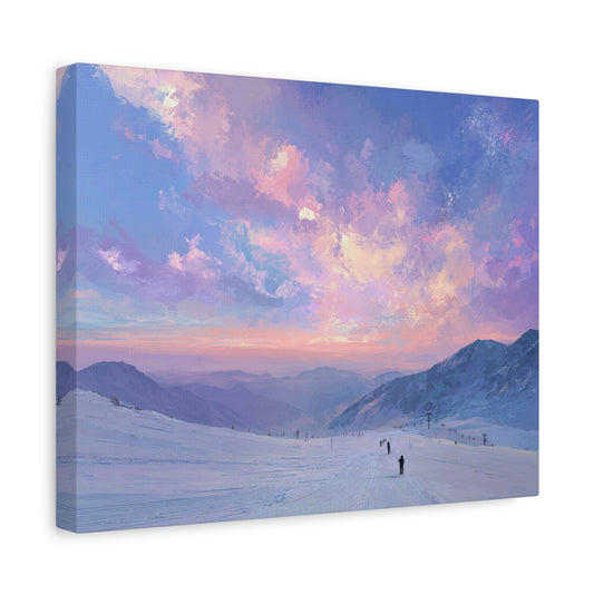 Canvas Art - Skiing Last Run of the Day Landscape