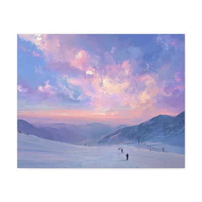 Canvas Art - Skiing Last Run of the Day Landscape
