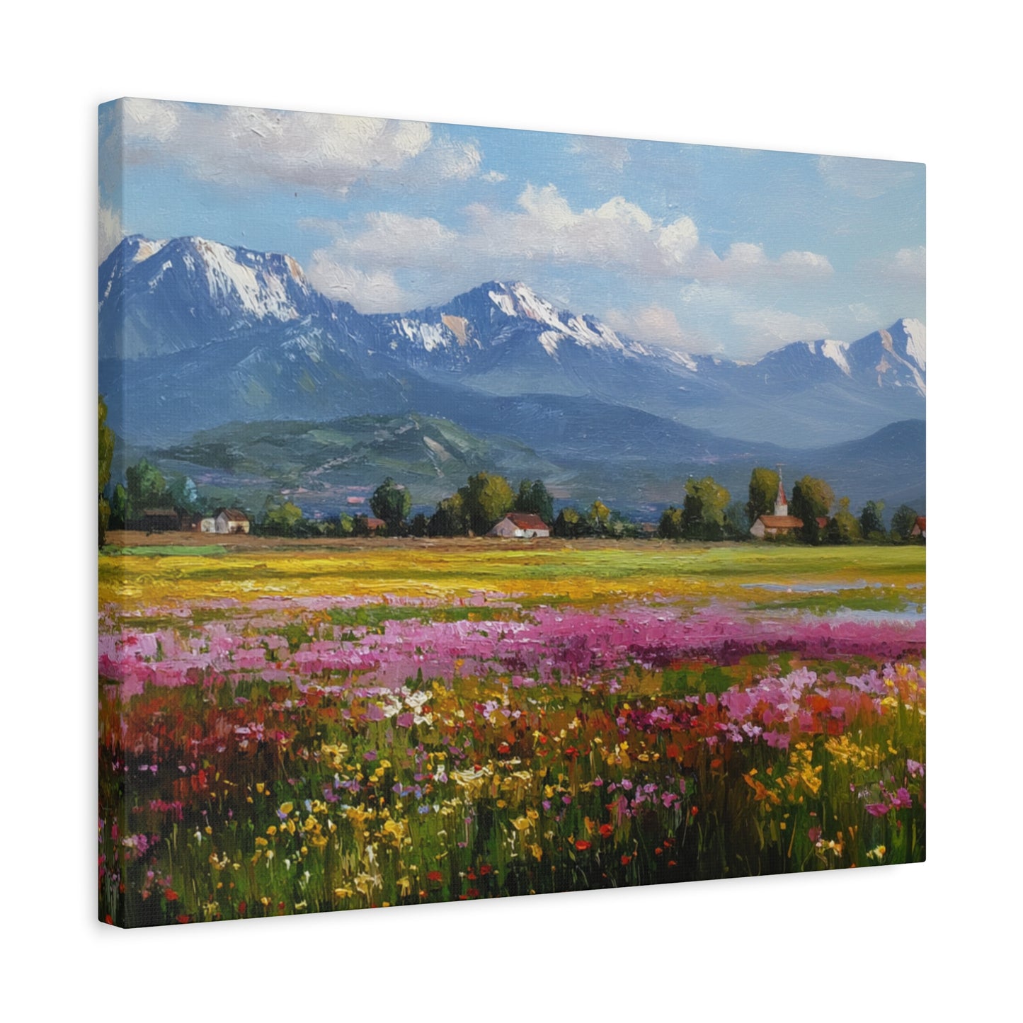 Canvas Print - Impressionist Mountain Landscape with Flowers