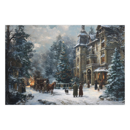 Victorian Winter Street Silk Paper Print — Indoor & Outdoor Decorative Print