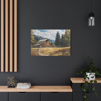 Rustic Barn Canvas Wall Art — Country Landscape Matte Stretched Print