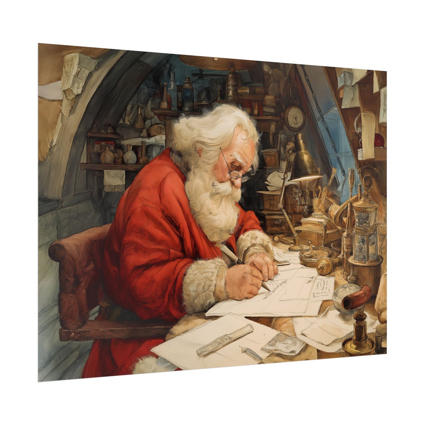 Rolled Poster - Santa Workshop Whimsical Holiday Decor