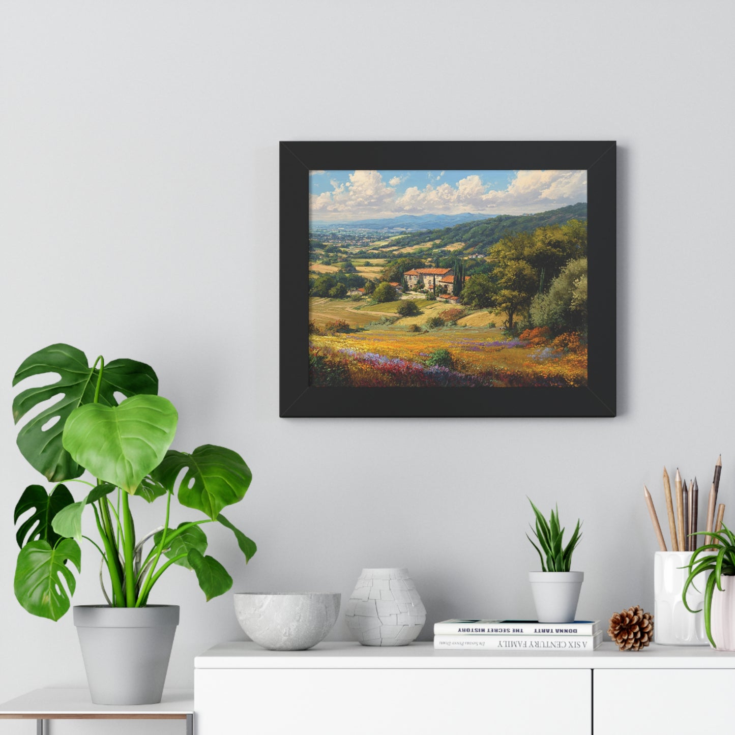 Tuscan Countryside Landscape Wall Art - Framed Art Print