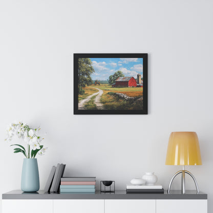 Rustic Red Barn Landscape - Framed Print