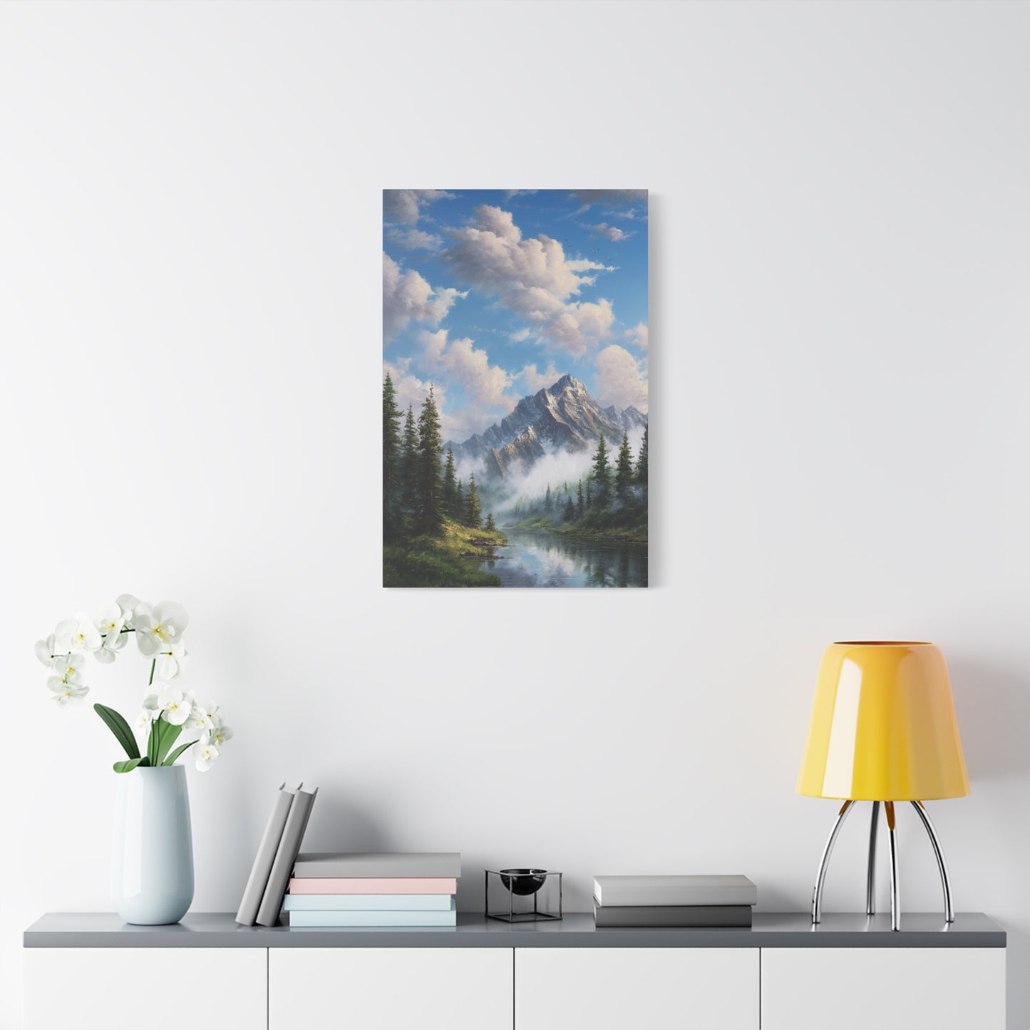 Mountain Lake Canvas Print — Serene Alpine Landscape Wall Art