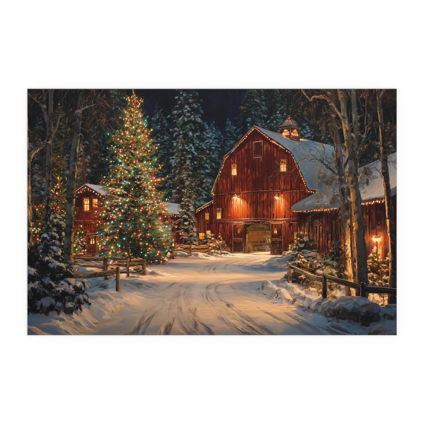 Christmas Barn Scene Silk Paper