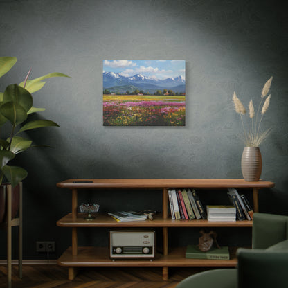Canvas Print - Impressionist Mountain Landscape with Flowers