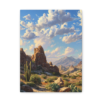 Desert Sunrise Landscape Vertical Canvas Print — Serene Southwest Wall Art