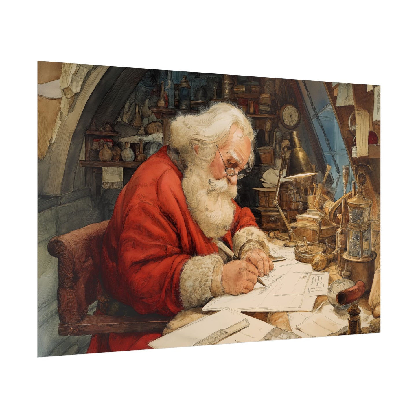Rolled Poster - Santa Workshop Whimsical Holiday Decor