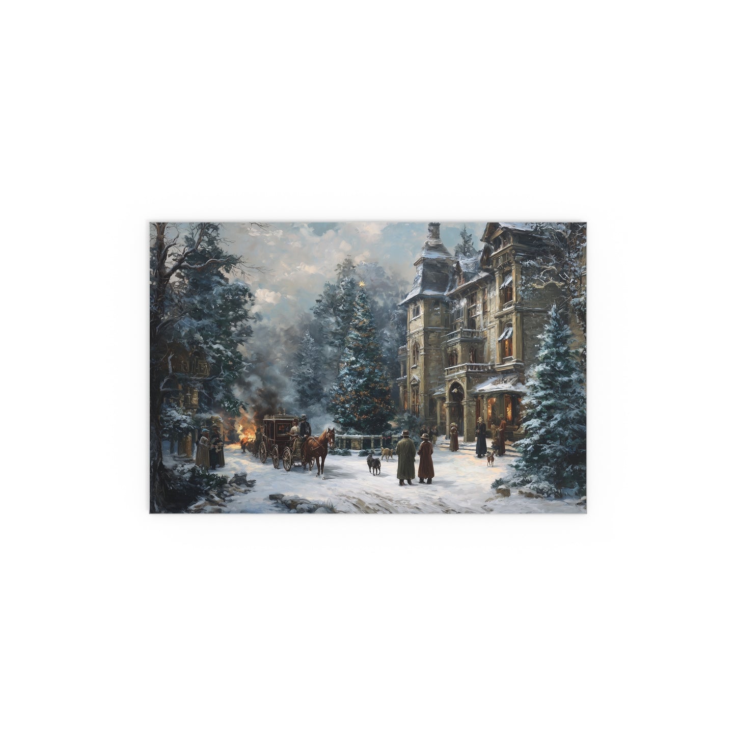 Victorian Winter Street Silk Paper Print — Indoor & Outdoor Decorative Print