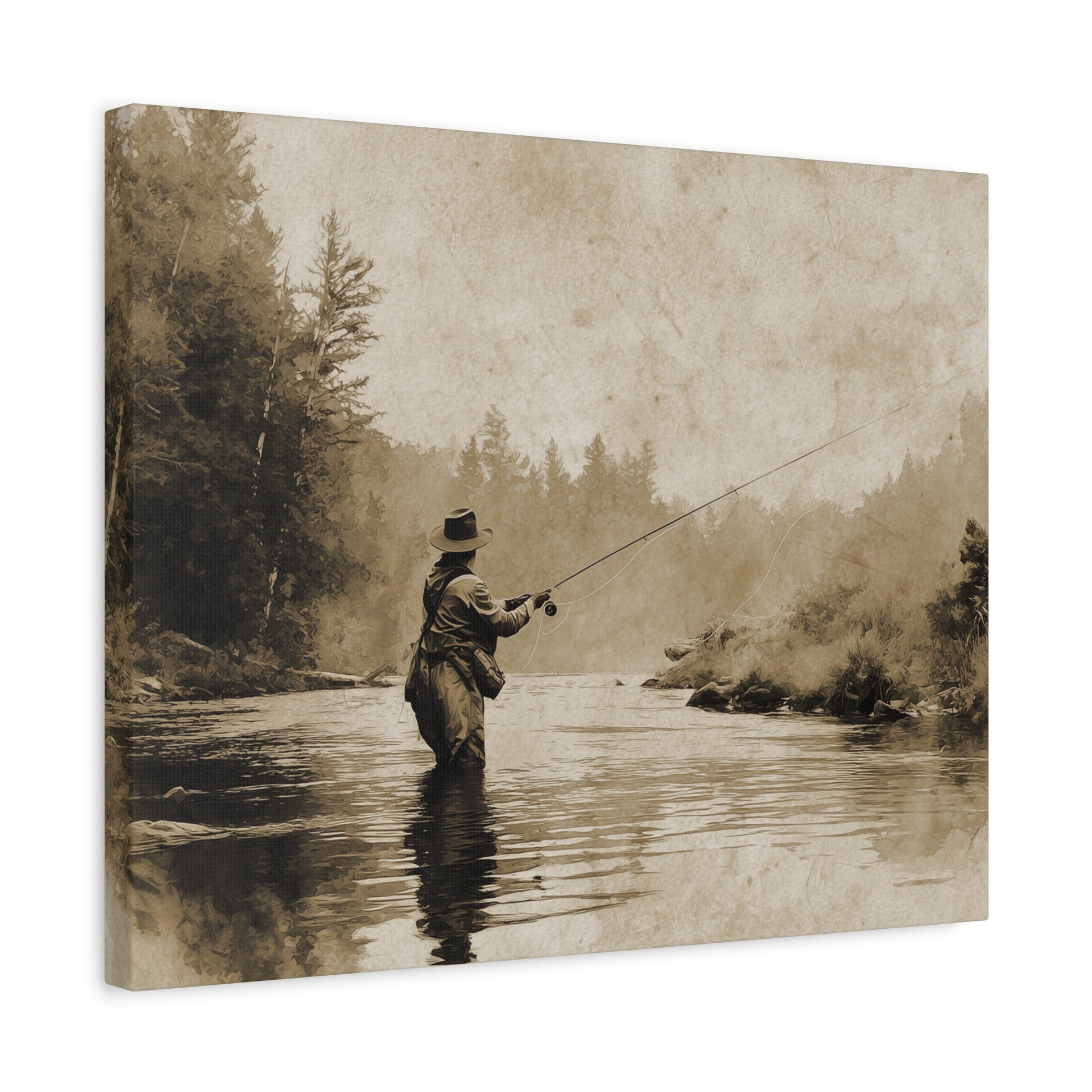 Vintage Fly Fishing Canvas Art