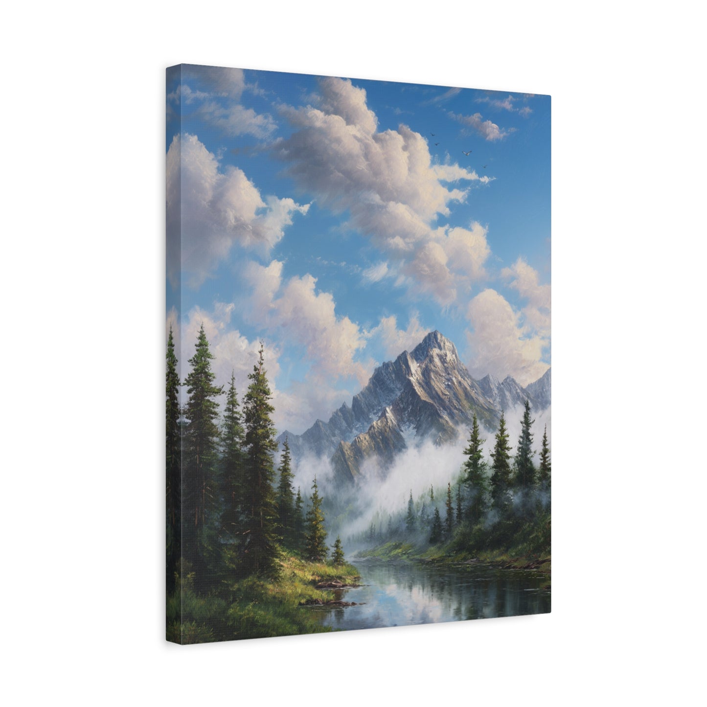 Mountain Lake Canvas Print — Serene Alpine Landscape Wall Art