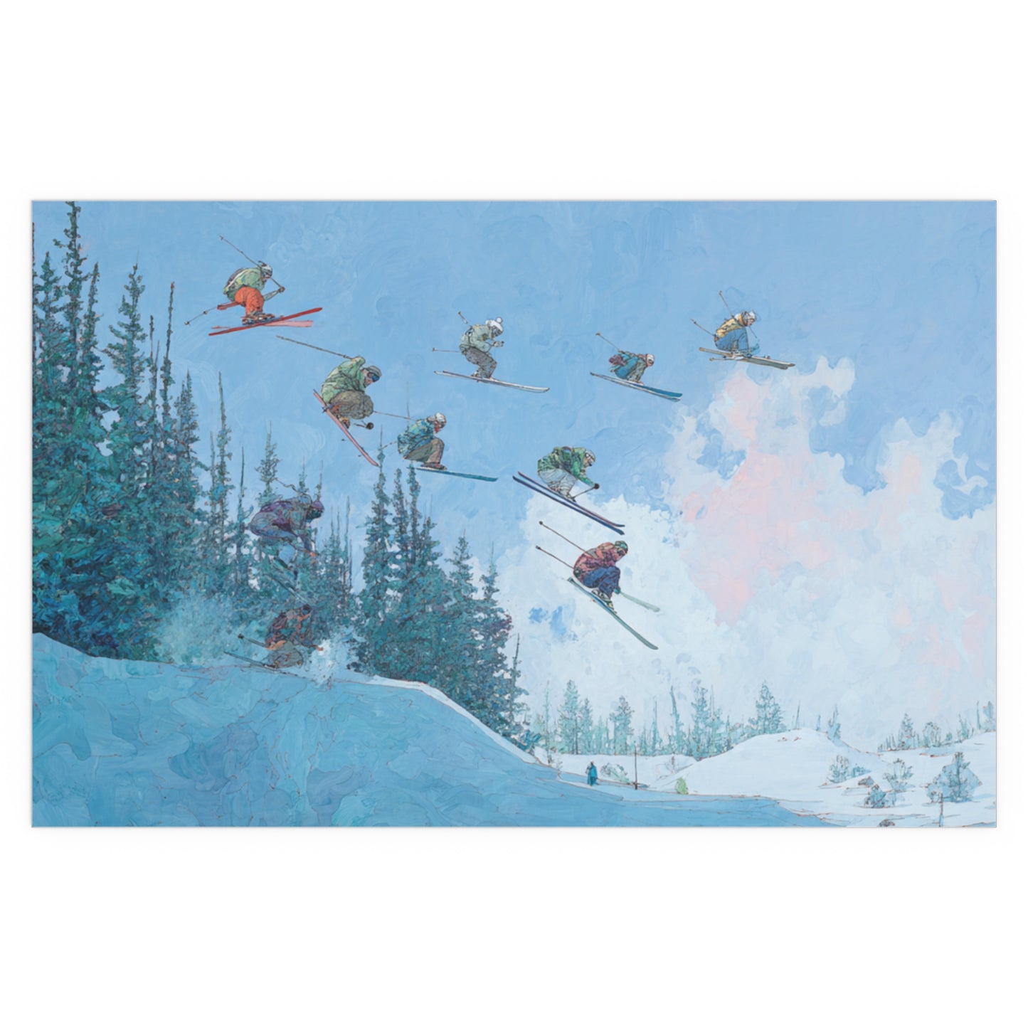 Skiers Delight Jump Sequence - Silk Paper Print