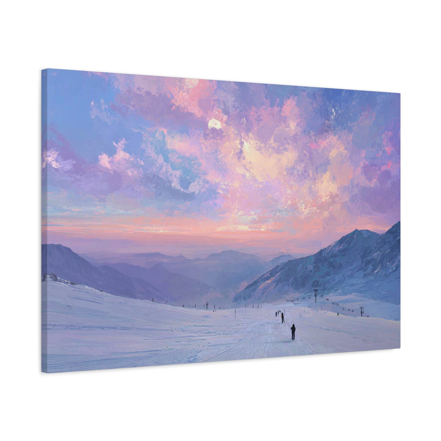 Canvas Art - Skiing Last Run of the Day Landscape