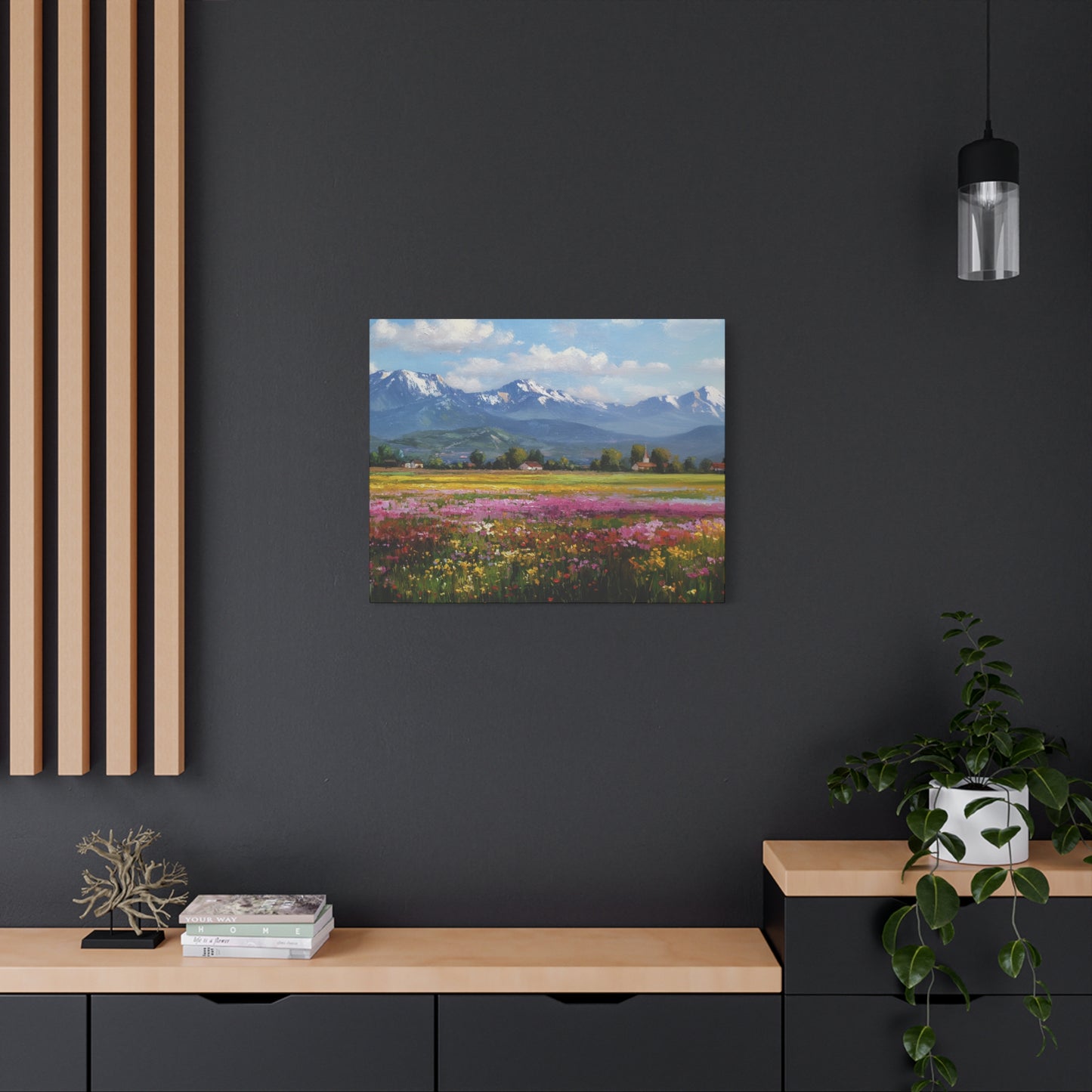 Canvas Print - Impressionist Mountain Landscape with Flowers