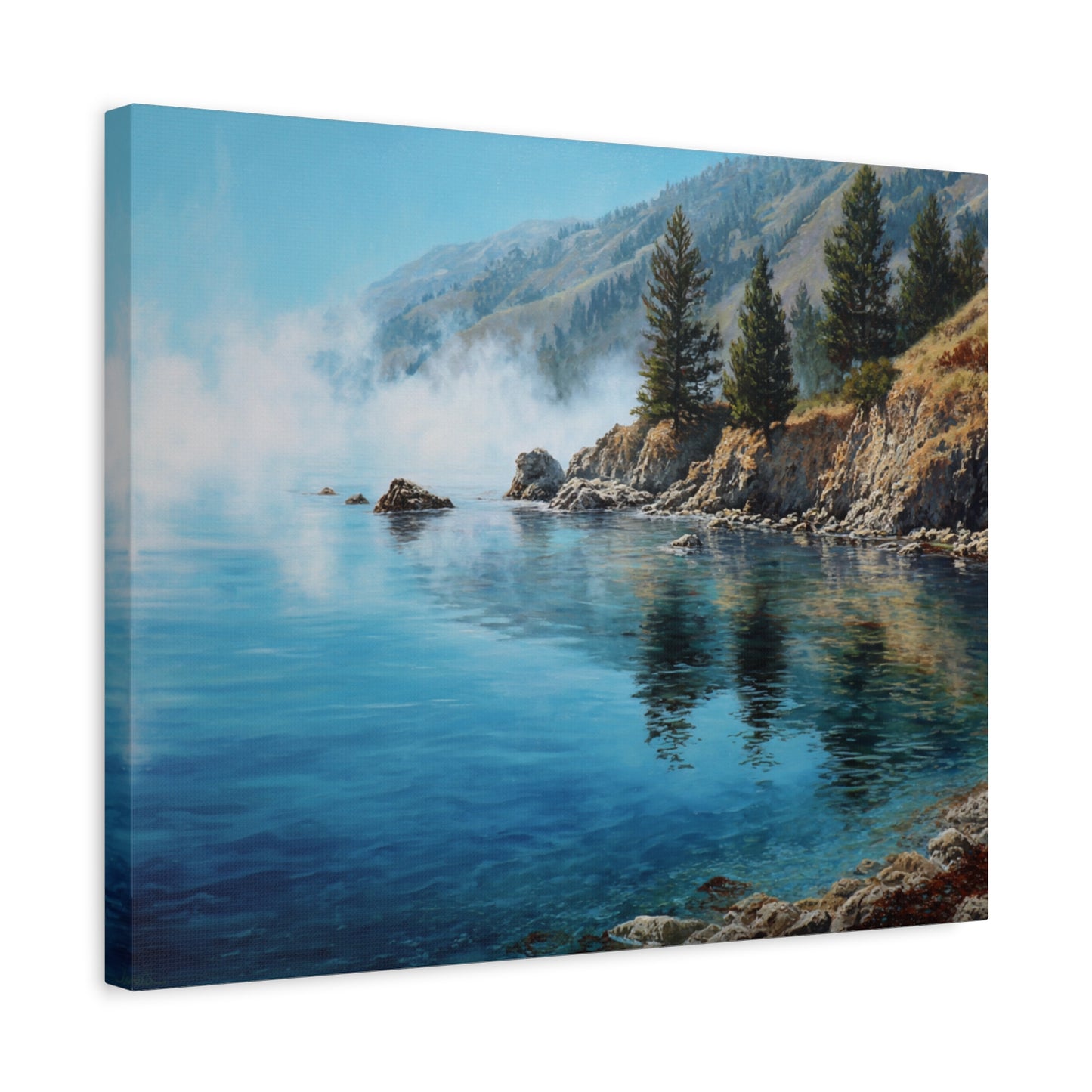 Coastal Mist Canvas Print — Tranquil Seaside Landscape Wall Art