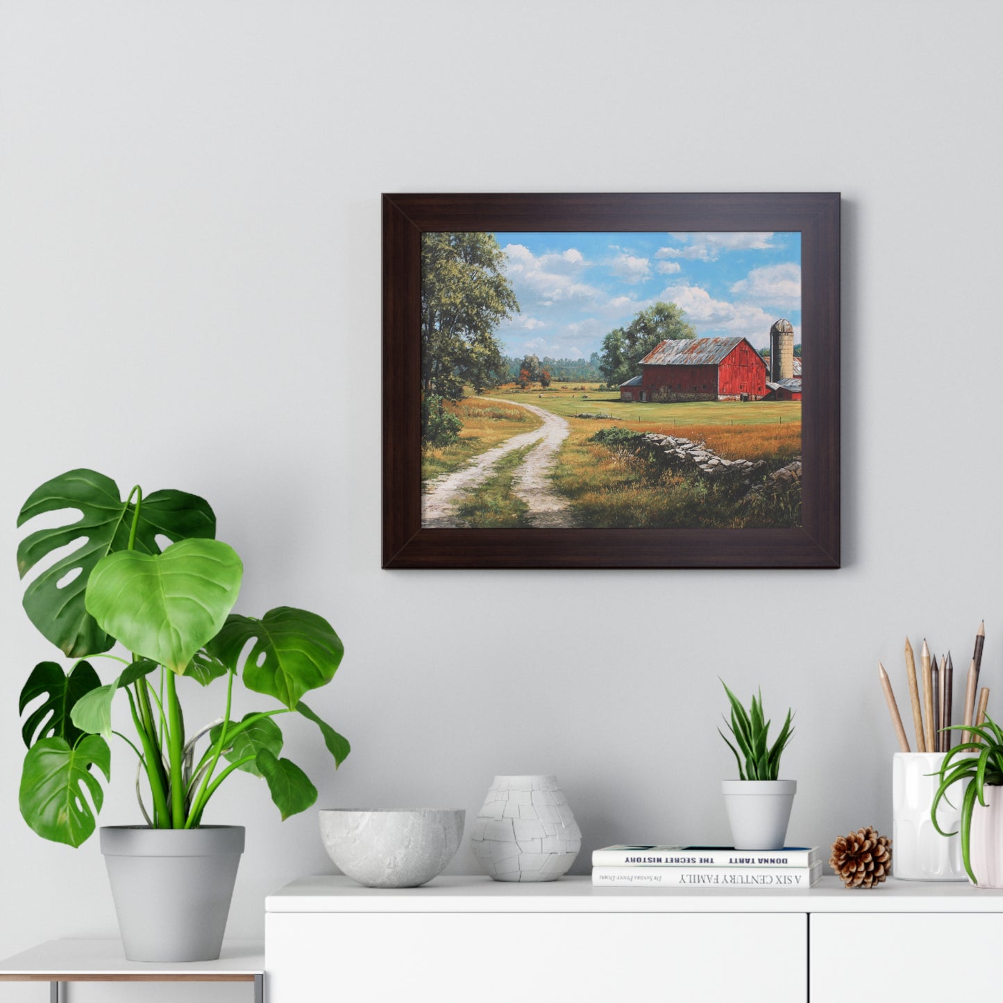 Rustic Red Barn Landscape - Framed Print