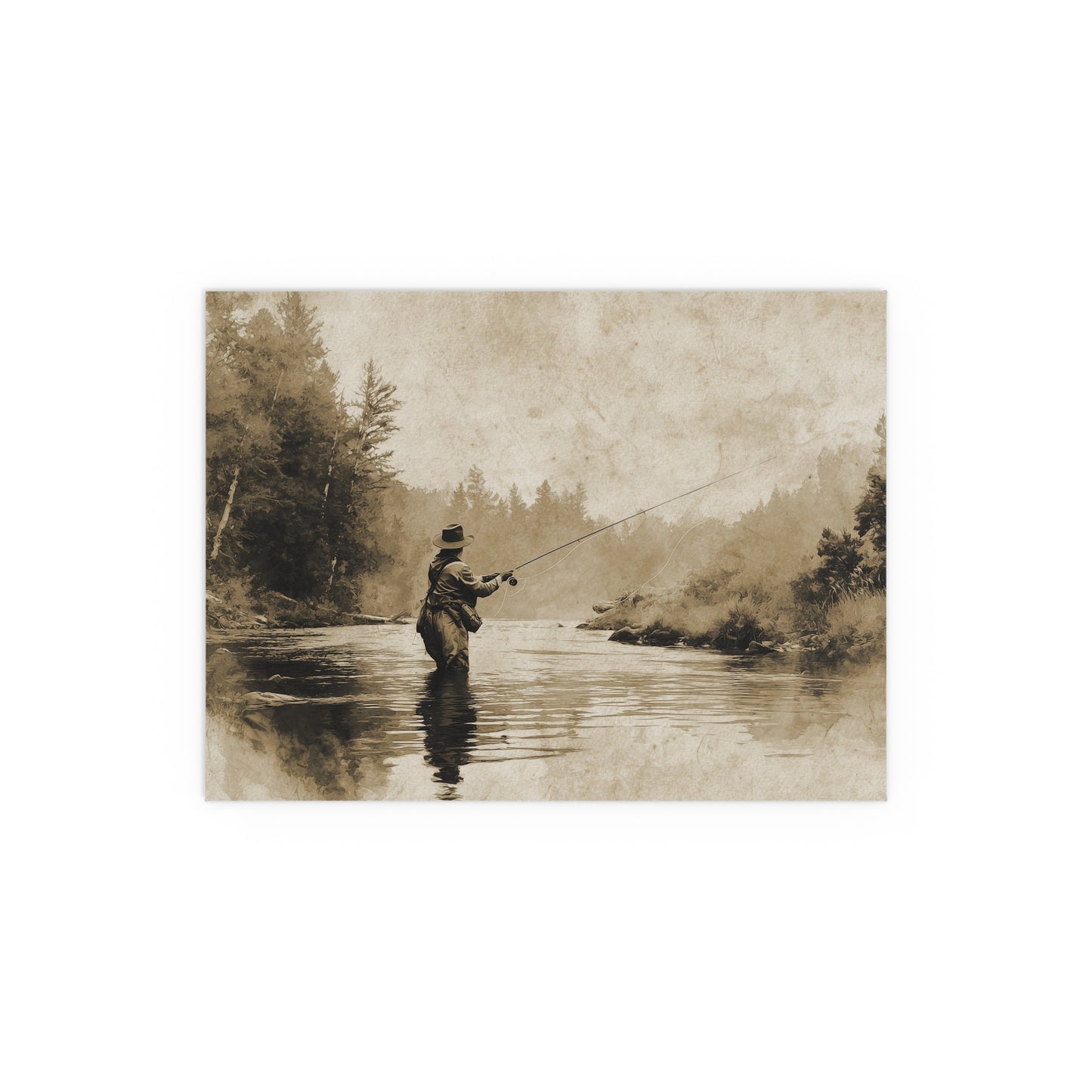 Vintage Fly Fishing - Silk Paper Print