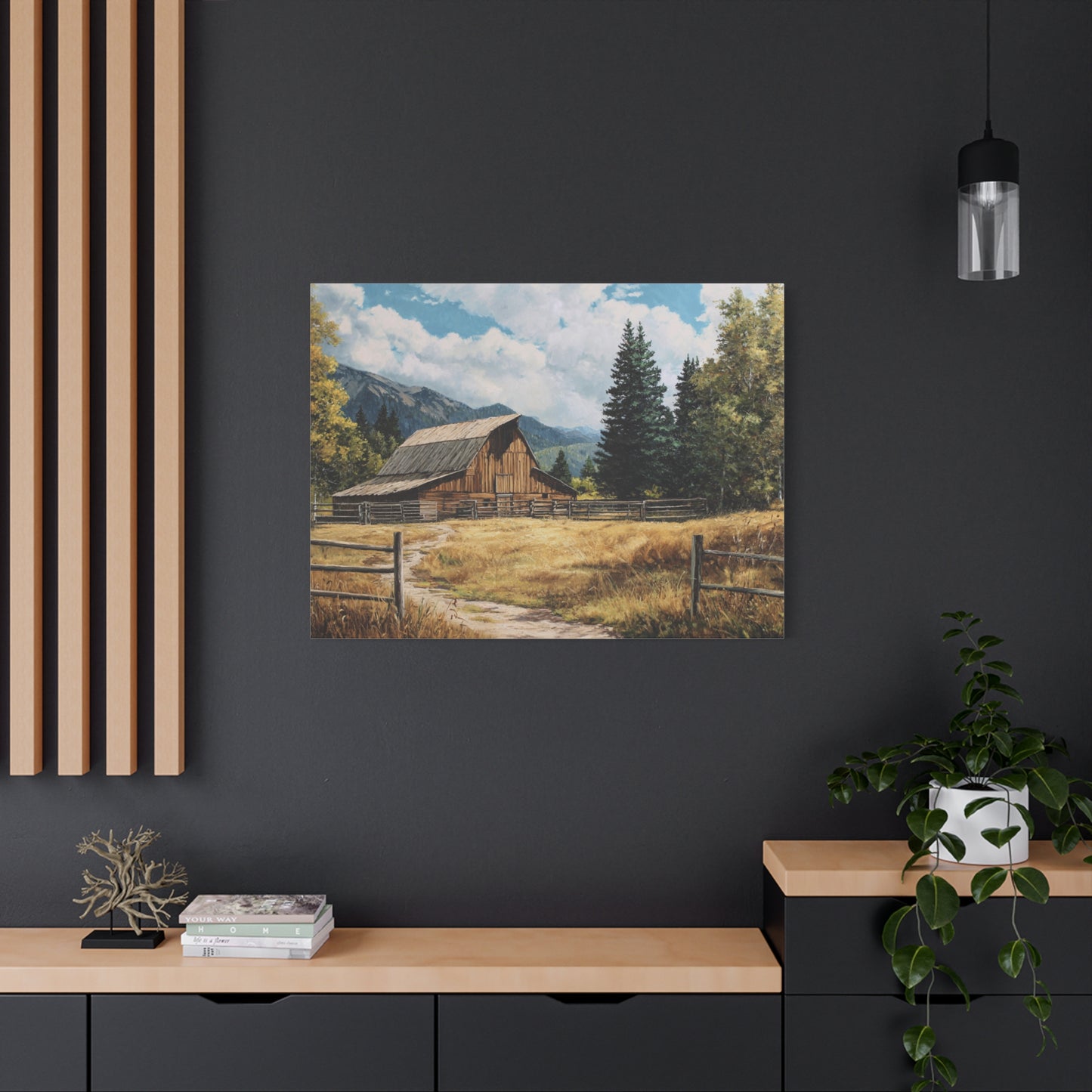 Rustic Barn Canvas Wall Art — Country Landscape Matte Stretched Print