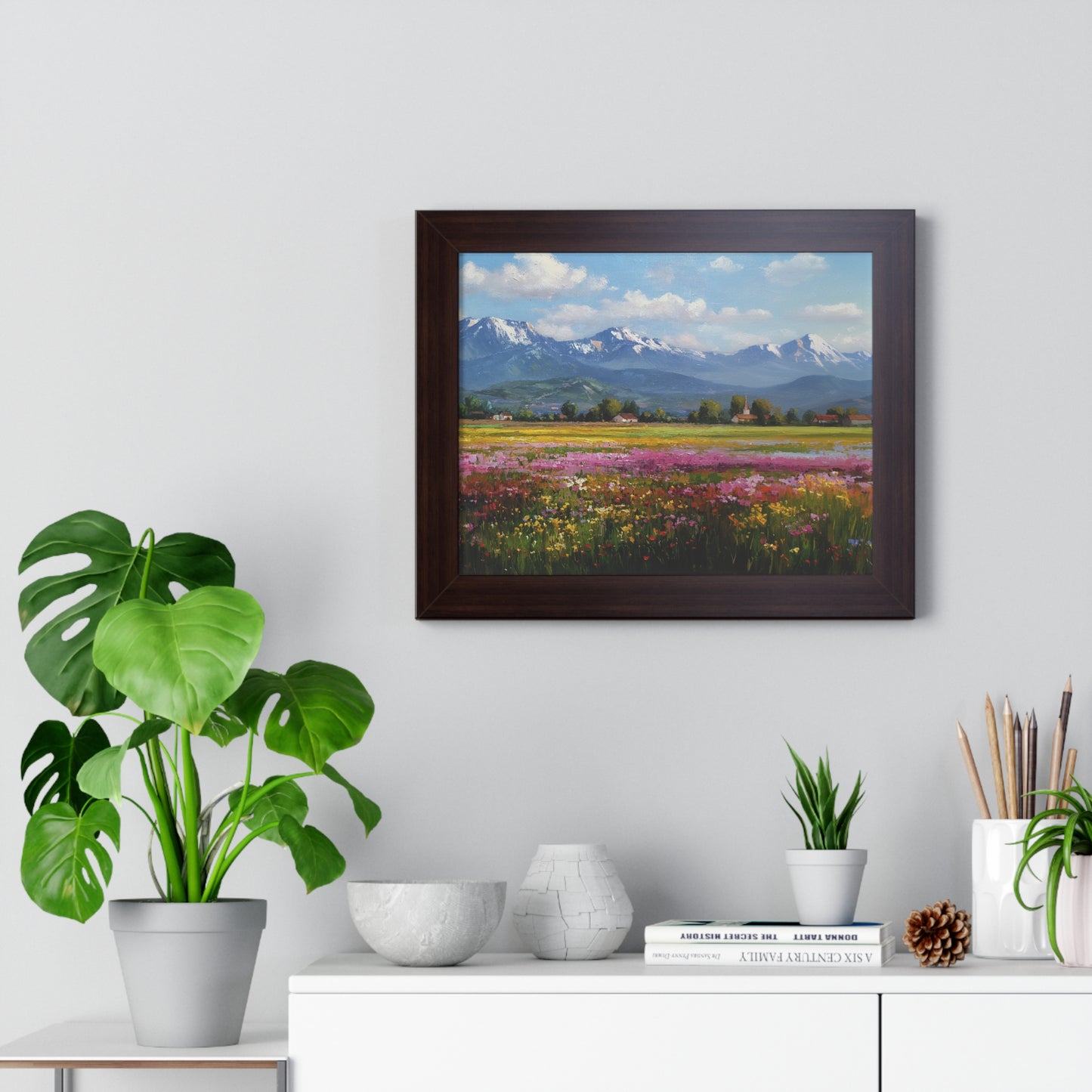 Framed Landscape Print — French Mountain Meadow Wall Art