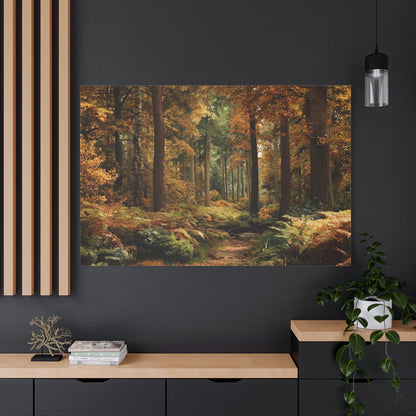 Autumn Forest Path Matte Canvas Wall Art — Stretched 1.25"