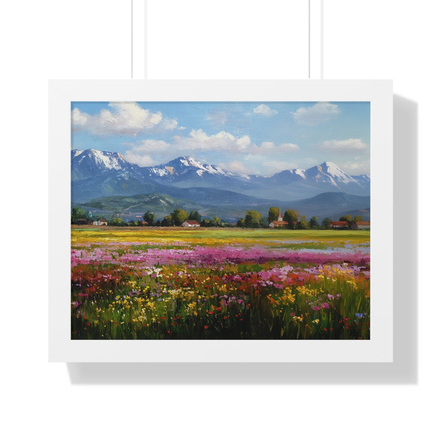 Framed Landscape Print — French Mountain Meadow Wall Art