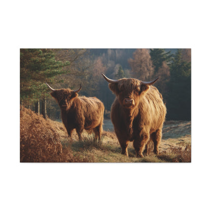 Highland Cattle Matte Canvas Print — Rustic Farmhouse Wall Art