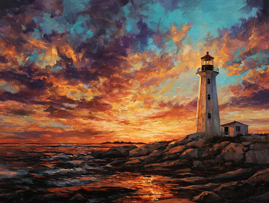 Lighthouse at Sunset Painting Kit - Guided Art Experience