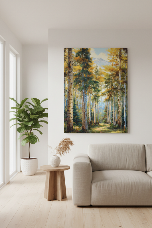 Aspen Forest in Serene Living Room