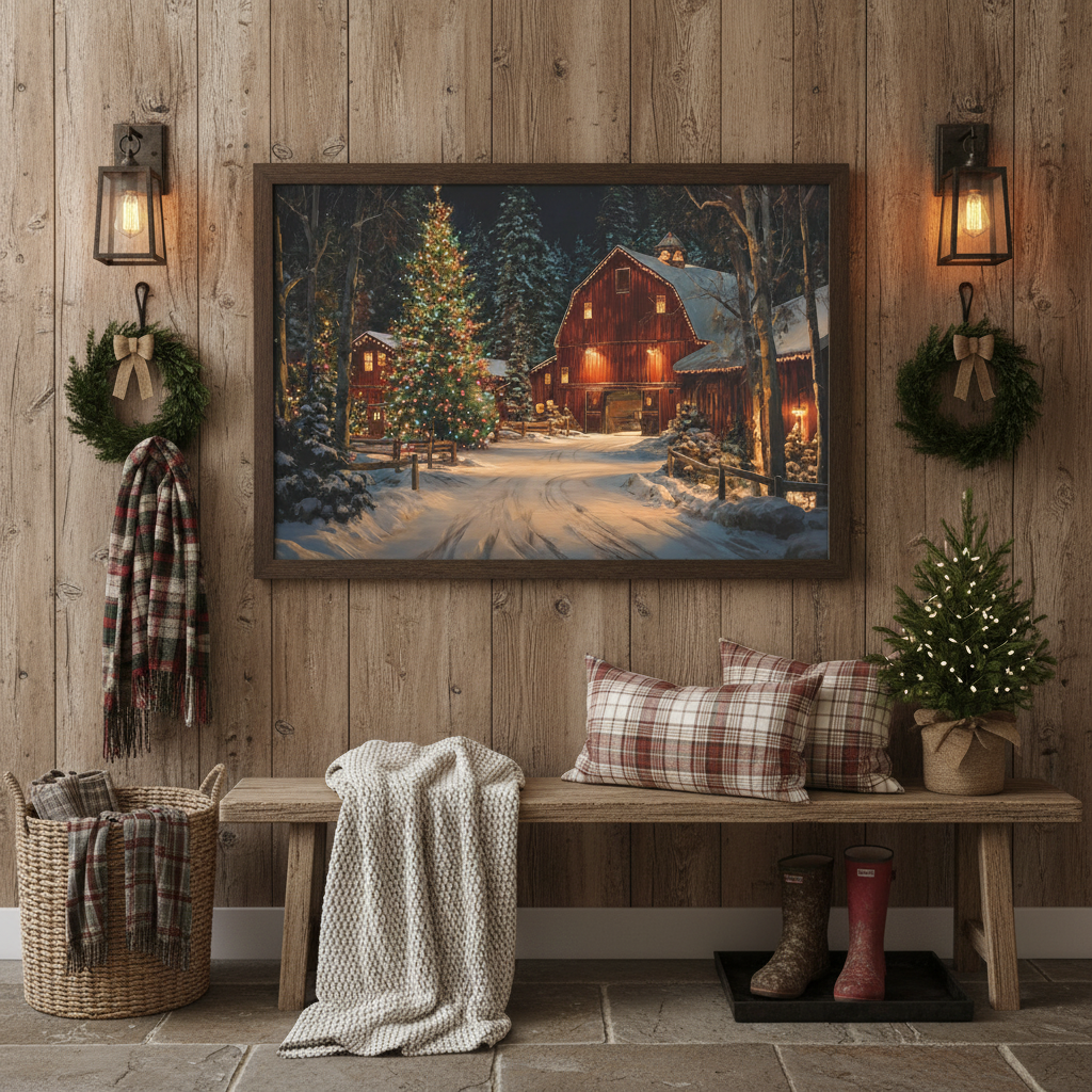 Christmas Barn Scene in Entryway