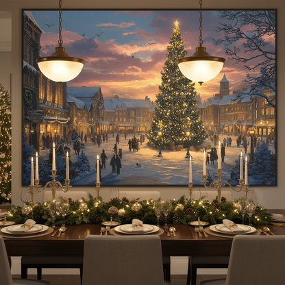 Christmas Town Square in Dining Room