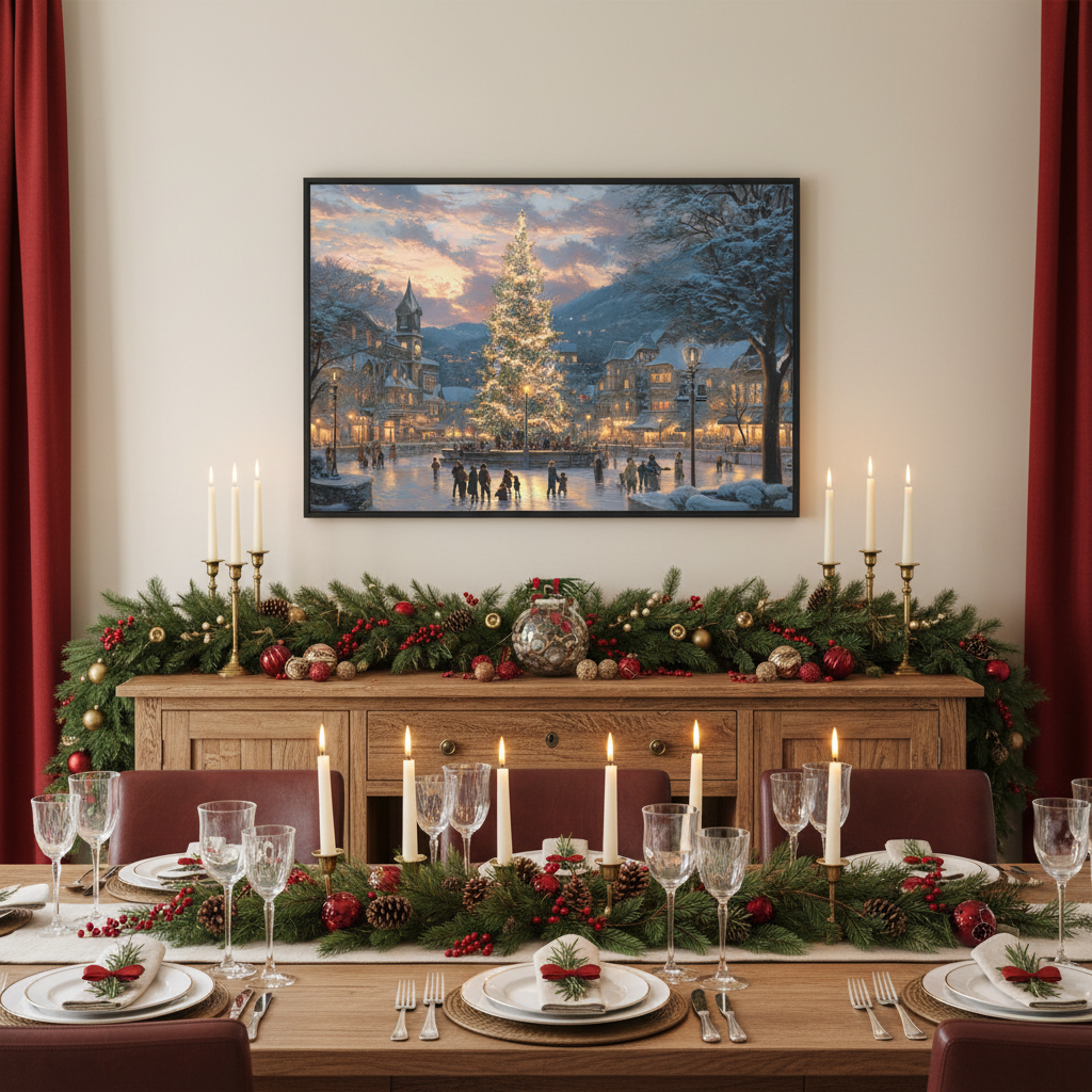 Christmas Village on Skates in Dining Room